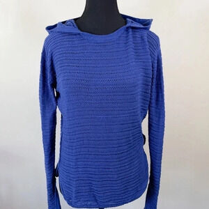 Aritzia Wilfred Free Royal Blue Hooded Open Knit Cashmere  Blend Sweater